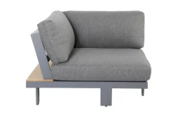 OUTFLEXX Las Vegas Ecklounge, anthrazit/grau, Alu/Teak, 5 Personen, Tisch 130x95 cm, FSC®-zertifiziertes Produkt