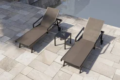 OUTFLEXX Liegen Set, anthrazit , Alu/Textilene, 194x65x32 cm, inkl. Beistelltisch, verstellbare Rückenlehne, rollbar