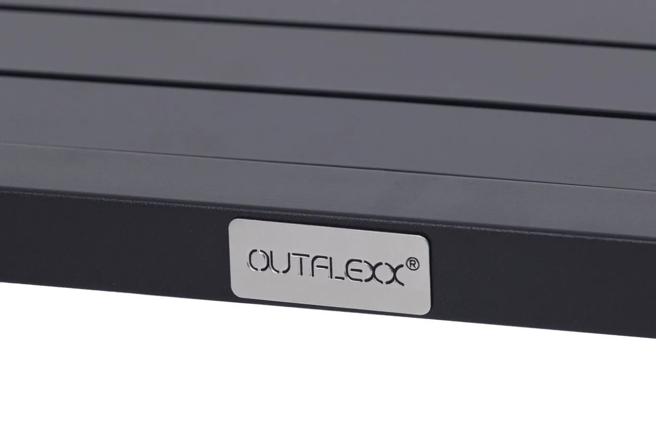 OUTFLEXX Liegen Set, anthrazit , Alu/Textilene, 194x65x32 cm, inkl. Beistelltisch, verstellbare Rückenlehne, rollbar