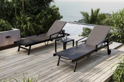 OUTFLEXX Liegen Set, anthrazit , Alu/Textilene, 194x65x32 cm, inkl. Beistelltisch, verstellbare Rückenlehne, rollbar