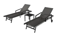 OUTFLEXX Liegen Set, anthrazit , Alu/Textilene, 194x65x32 cm, inkl. Beistelltisch, verstellbare Rückenlehne, rollbar