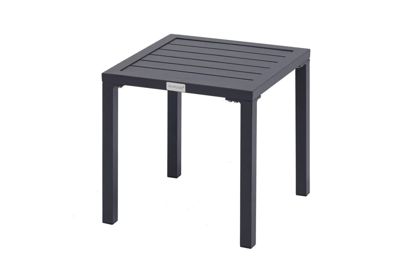 OUTFLEXX Liegen-Set, anthrazit/nature, Aluminium/Textilene/Polyester, Tisch 40 x 40 cm, 2 Auflagen, Rückenlehne verstellbar, rollbar