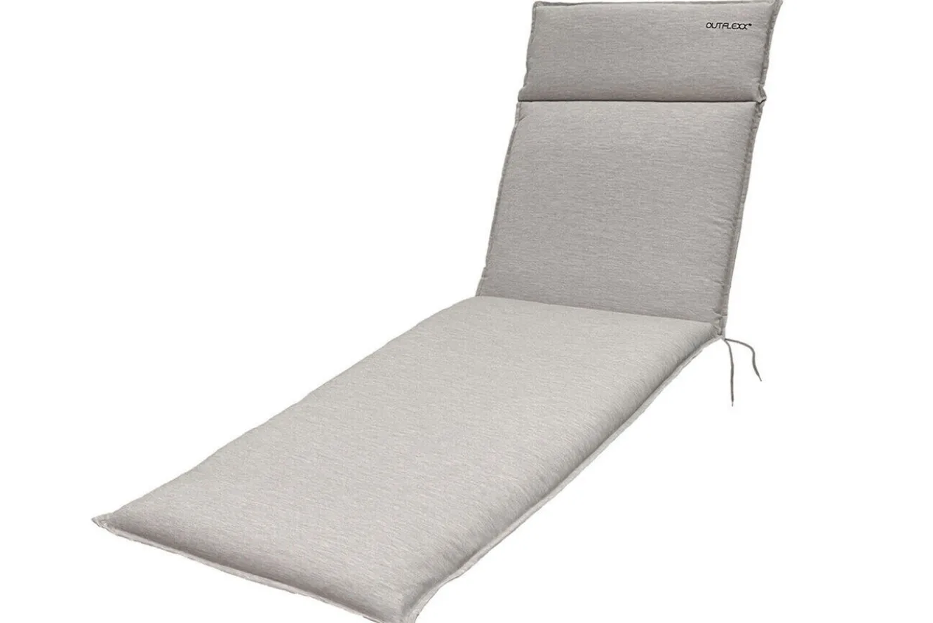 OUTFLEXX Liegen-Set, anthrazit/nature, Aluminium/Textilene/Polyester, Tisch 40 x 40 cm, 2 Auflagen, Rückenlehne verstellbar, rollbar