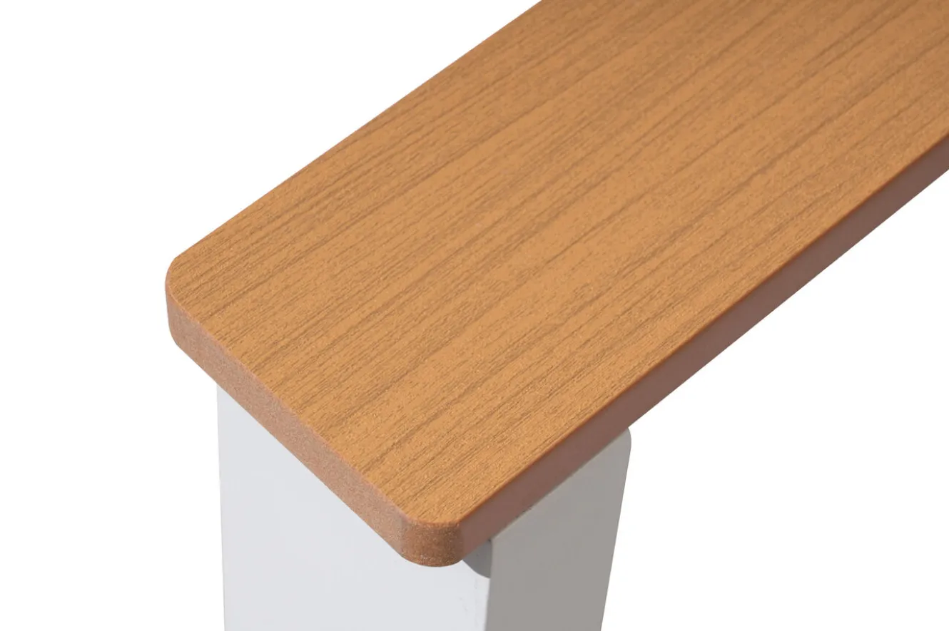OUTFLEXX Loungegarnitur, 4-teilig, beige/weiß, Alu/Holzimitat, Tisch 110 x 60 cm, inkl. Kissen mit Reißverschluss