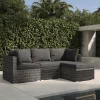 OUTFLEXX Loungegruppe, grau, Polyrattan, 4 Personen, verstellbare Sitzflächen, wasserfeste Kissenbox