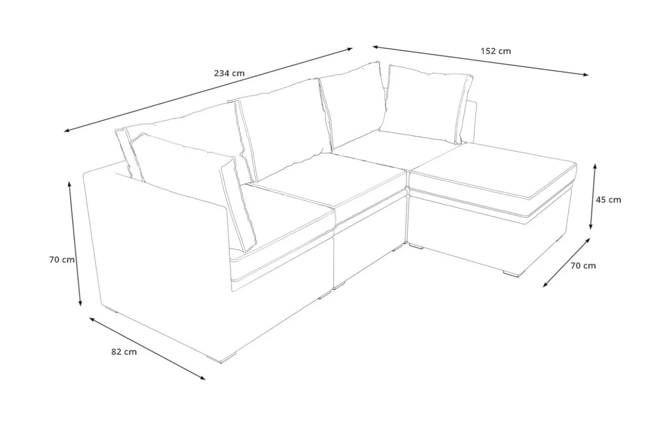 OUTFLEXX Loungegruppe, grau, Polyrattan, 4 Personen, verstellbare Sitzflächen, wasserfeste Kissenbox