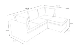 OUTFLEXX Loungegruppe, grau, Polyrattan, 4 Personen, verstellbare Sitzflächen, wasserfeste Kissenbox