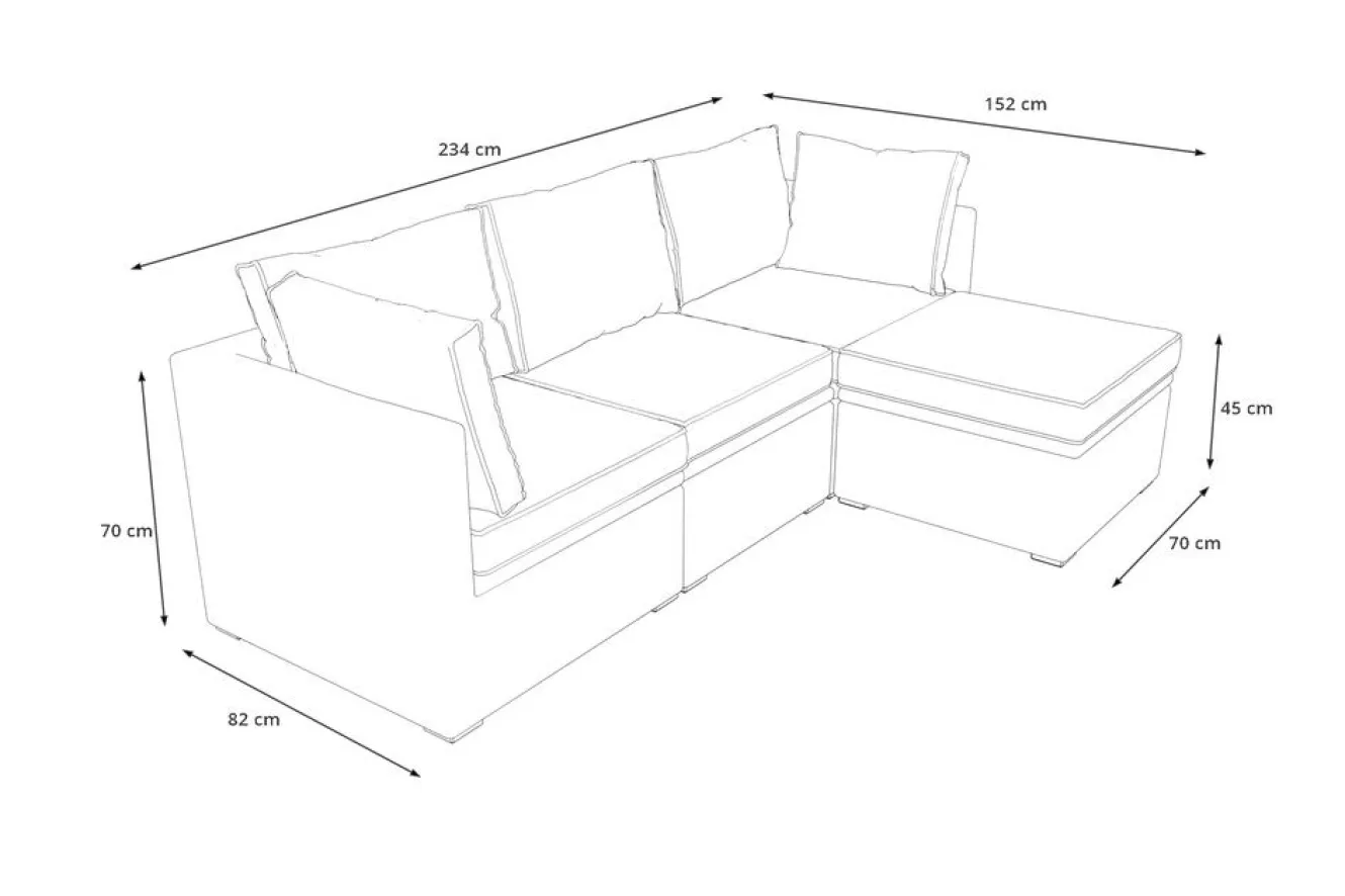 OUTFLEXX Loungegruppe, grau, Polyrattan, 4 Personen, verstellbare Sitzflächen, wasserfeste Kissenbox