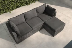 OUTFLEXX Loungegruppe, grau, Polyrattan, 4 Personen, verstellbare Sitzflächen, wasserfeste Kissenbox