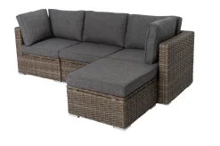OUTFLEXX Loungegruppe, grau, Polyrattan, 4 Personen, verstellbare Sitzflächen, wasserfeste Kissenbox