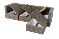 OUTFLEXX Loungegruppe, grau, Polyrattan, 4 Personen, verstellbare Sitzflächen, wasserfeste Kissenbox