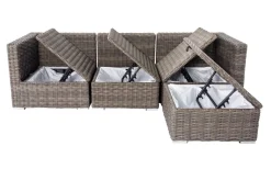 OUTFLEXX Loungegruppe, grau, Polyrattan, 4 Personen, verstellbare Sitzflächen, wasserfeste Kissenbox
