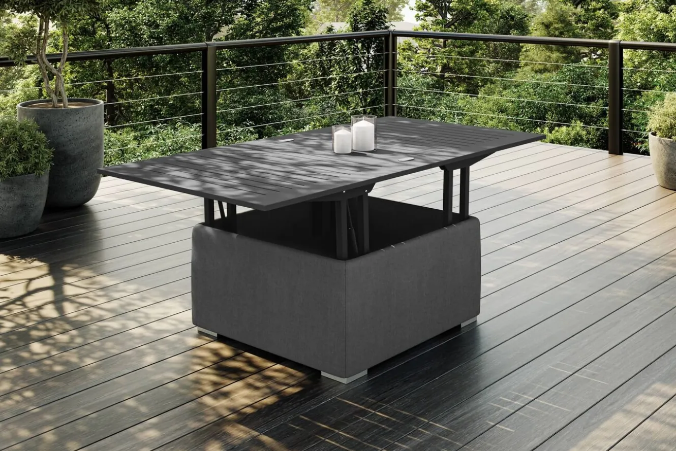 OUTFLEXX Loungetisch, anthrazit, Aluminium, ausziehbar und höhenverstellbar, witterungsbeständig