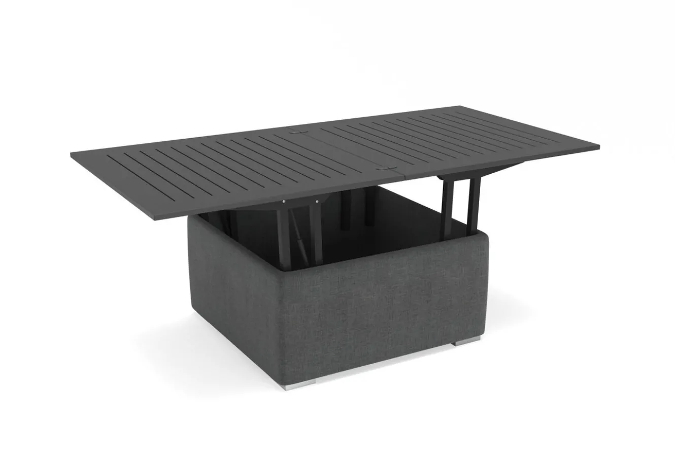OUTFLEXX Loungetisch, anthrazit, Aluminium, ausziehbar und höhenverstellbar, witterungsbeständig