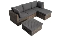 OUTFLEXX Loungetisch höhenverstellbar, grau, Polyrattan, 78/157 x 78 x 40/63 cm