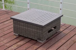 OUTFLEXX Loungetisch höhenverstellbar, grau, Polyrattan, 78/157 x 78 x 40/63 cm