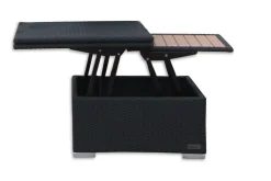 OUTFLEXX Loungetisch höhenverstellbar, schwarz, Polyrattan, 75/152x75x40/64,5cm