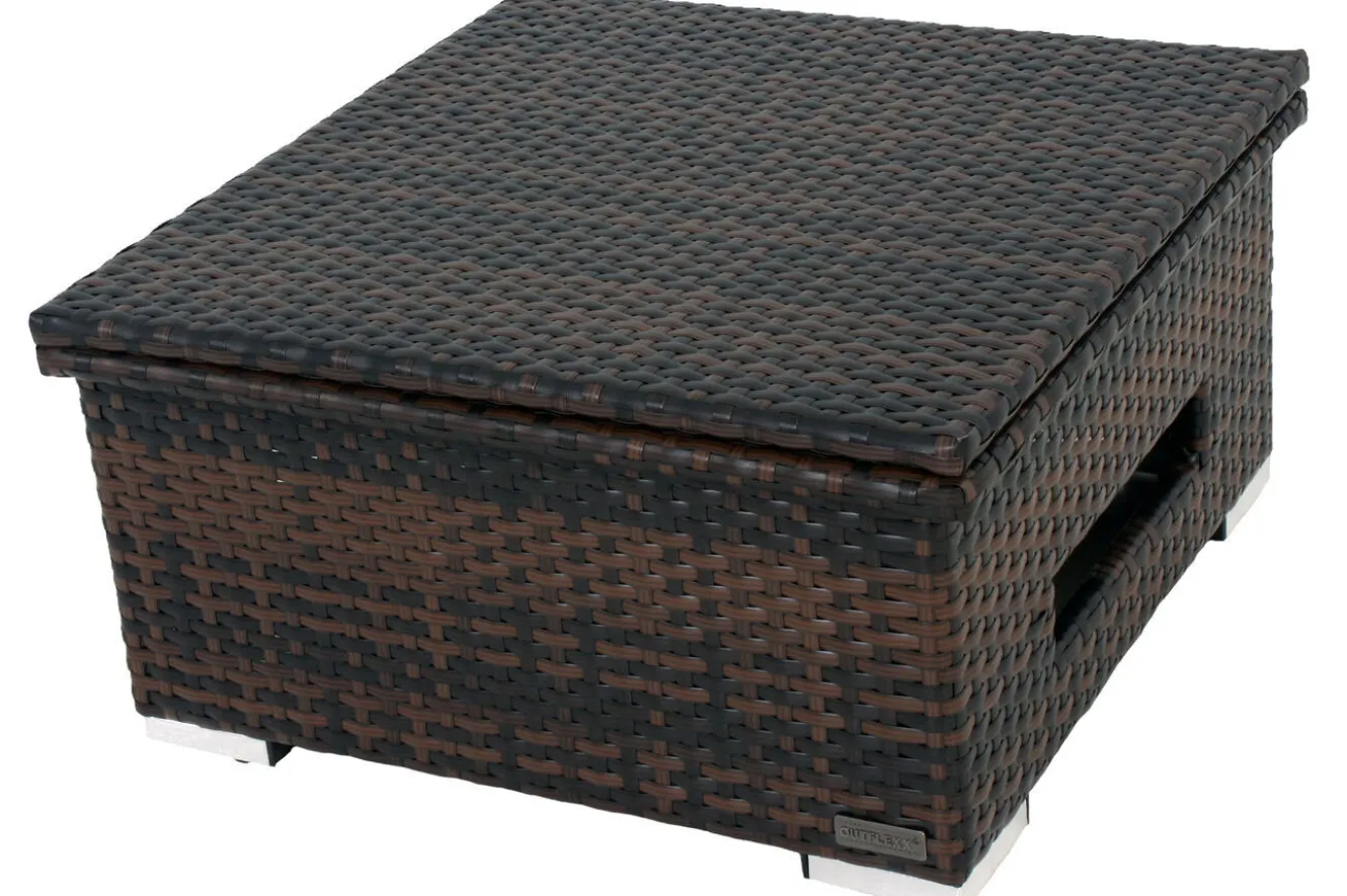 OUTFLEXX Loungetisch höhenverstellbar, braun-marmoriert, Polyrattan, 75/152x75x40/64,5cm