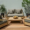 OUTFLEXX Loungetisch, natur, recyceltes Teak, 120x80x31cm, aufwendig gestaltete Tischbeine, FSC®-zertifiziertes Produkt
