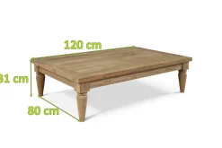 OUTFLEXX Loungetisch, natur, recyceltes Teak, 120x80x31cm, aufwendig gestaltete Tischbeine, FSC®-zertifiziertes Produkt