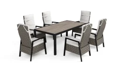 OUTFLEXX Louvra Select/Darwin Gartenessgruppe, anthrazit, Alu/Keramik/Polyrattan, 200 x 100 cm, 6 Diningsessel