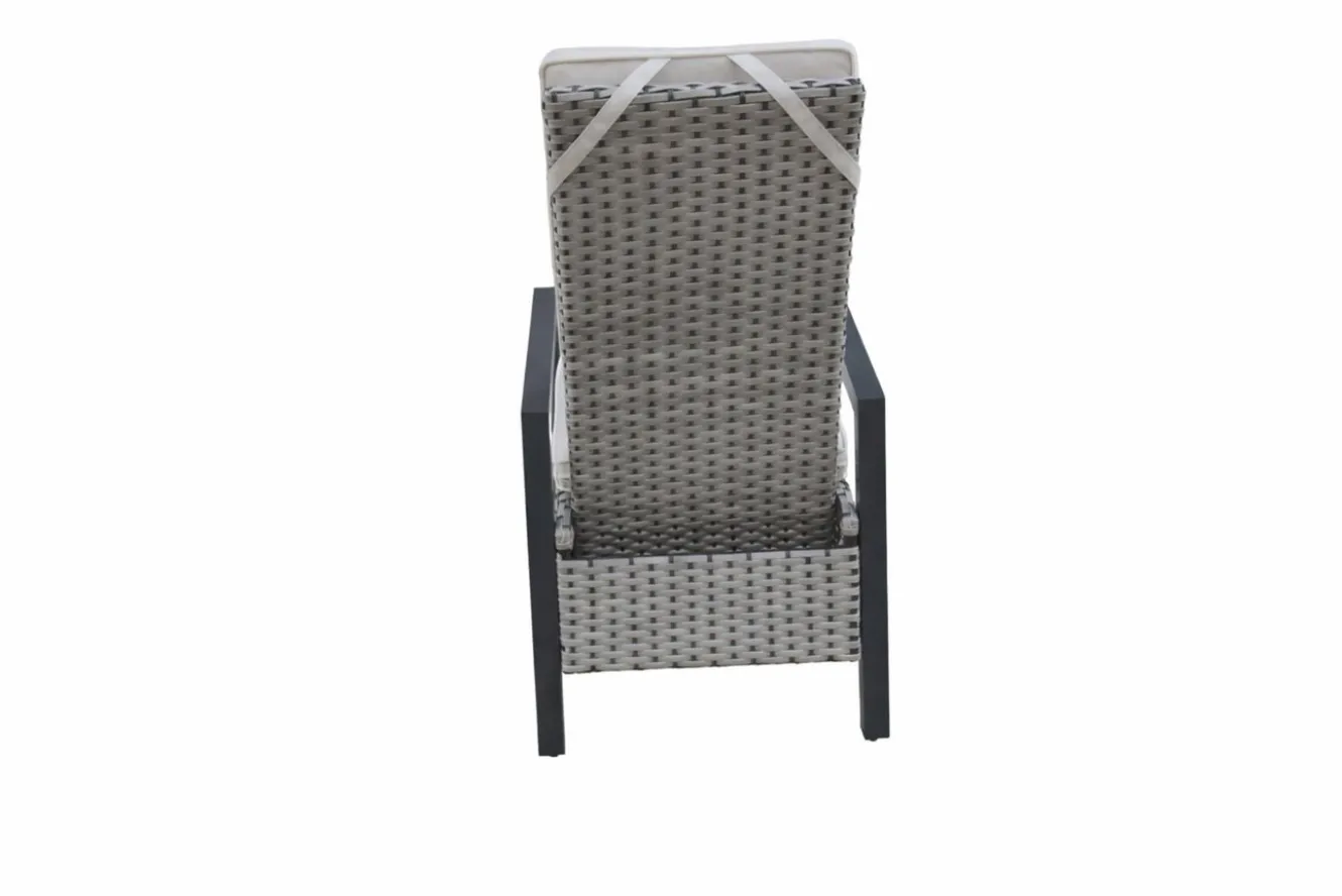OUTFLEXX Louvra Select Design-Diningsessel, natur/anthrazit, Polyrattan, 59 x 72 x 111 cm, Rücken stufenlos verstellbar