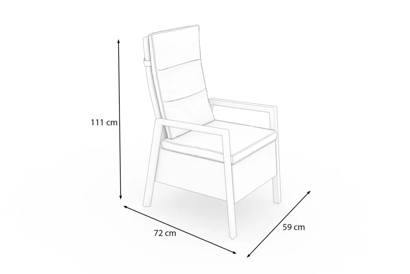 OUTFLEXX Louvra Select Design-Diningsessel, natur/anthrazit, Polyrattan, 59 x 72 x 111 cm, Rücken stufenlos verstellbar