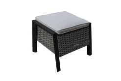 OUTFLEXX Louvra Select Design-Fußhocker, natur/anthrazit, Polyrattan, 59x55x46cm, inkl. Polster