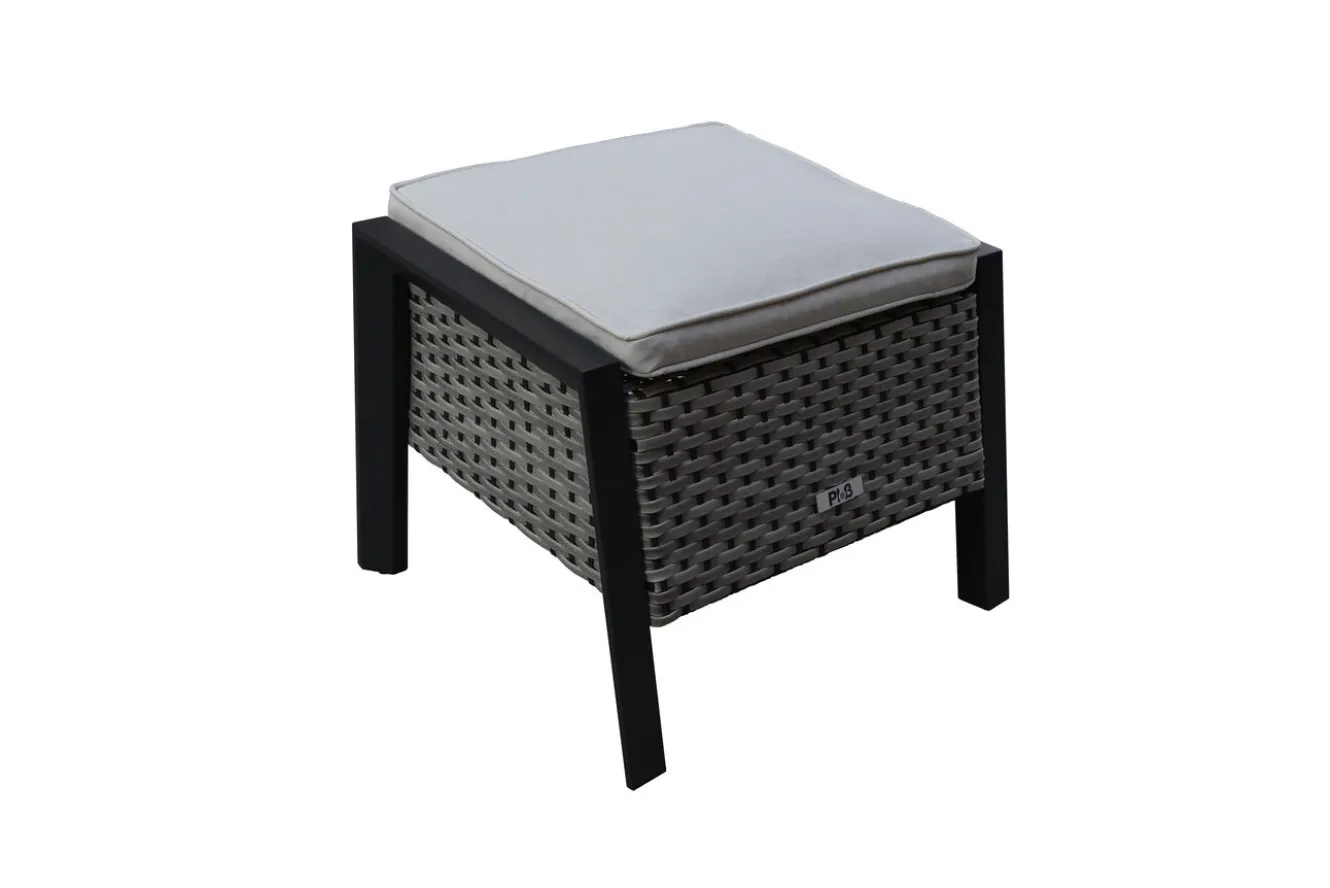 OUTFLEXX Louvra Select Design-Fußhocker, natur/anthrazit, Polyrattan, 59x55x46cm, inkl. Polster