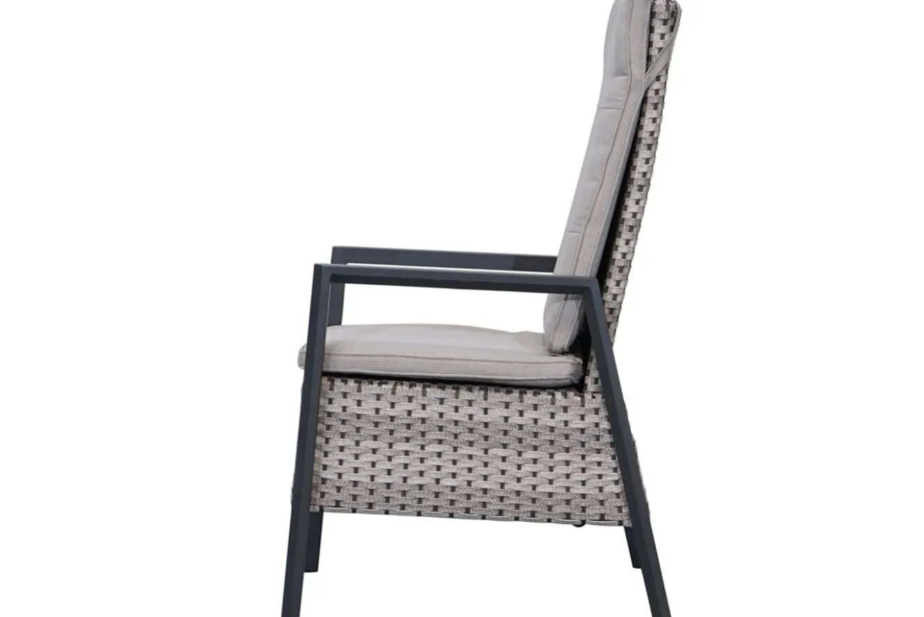 OUTFLEXX Louvra Select Garten-Essgruppe, natur/anthrazit, Polyrattan/Alu, 4 Sessel, Tisch 160/210 x 100 cm