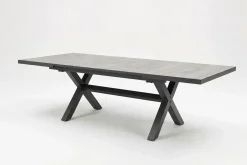 OUTFLEXX Louvra Select Garten-Essgruppe, natur/anthrazit, Polyrattan/Alu, 4 Sessel, Tisch 160/210 x 100 cm