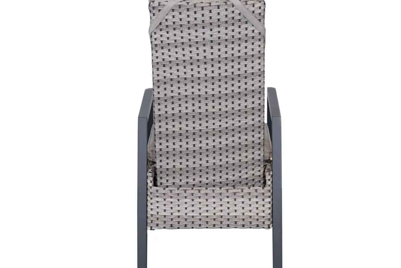 OUTFLEXX Louvra Select Garten-Essgruppe, natur/anthrazit, Polyrattan/Alu, 4 Sessel, Tisch 160/210 x 100 cm