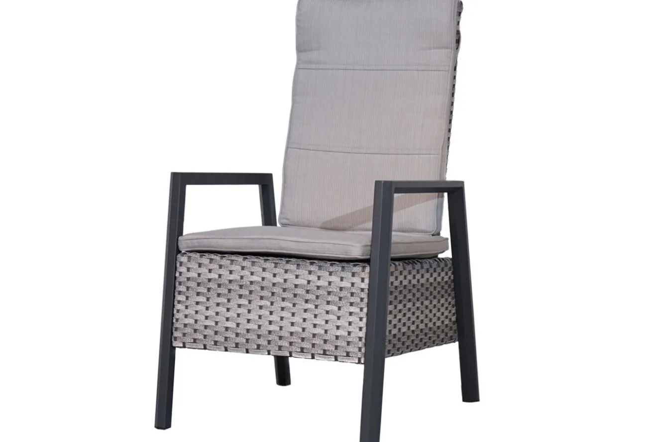 OUTFLEXX Louvra Select Garten-Essgruppe, natur/anthrazit, Polyrattan/Alu, 4 Sessel, Tisch 160/210 x 100 cm