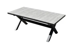 OUTFLEXX Louvra Select Garten-Essgruppe, natur/anthrazit, Polyrattan/Alu, Tisch 200/260 x 100 cm, 6 Sessel