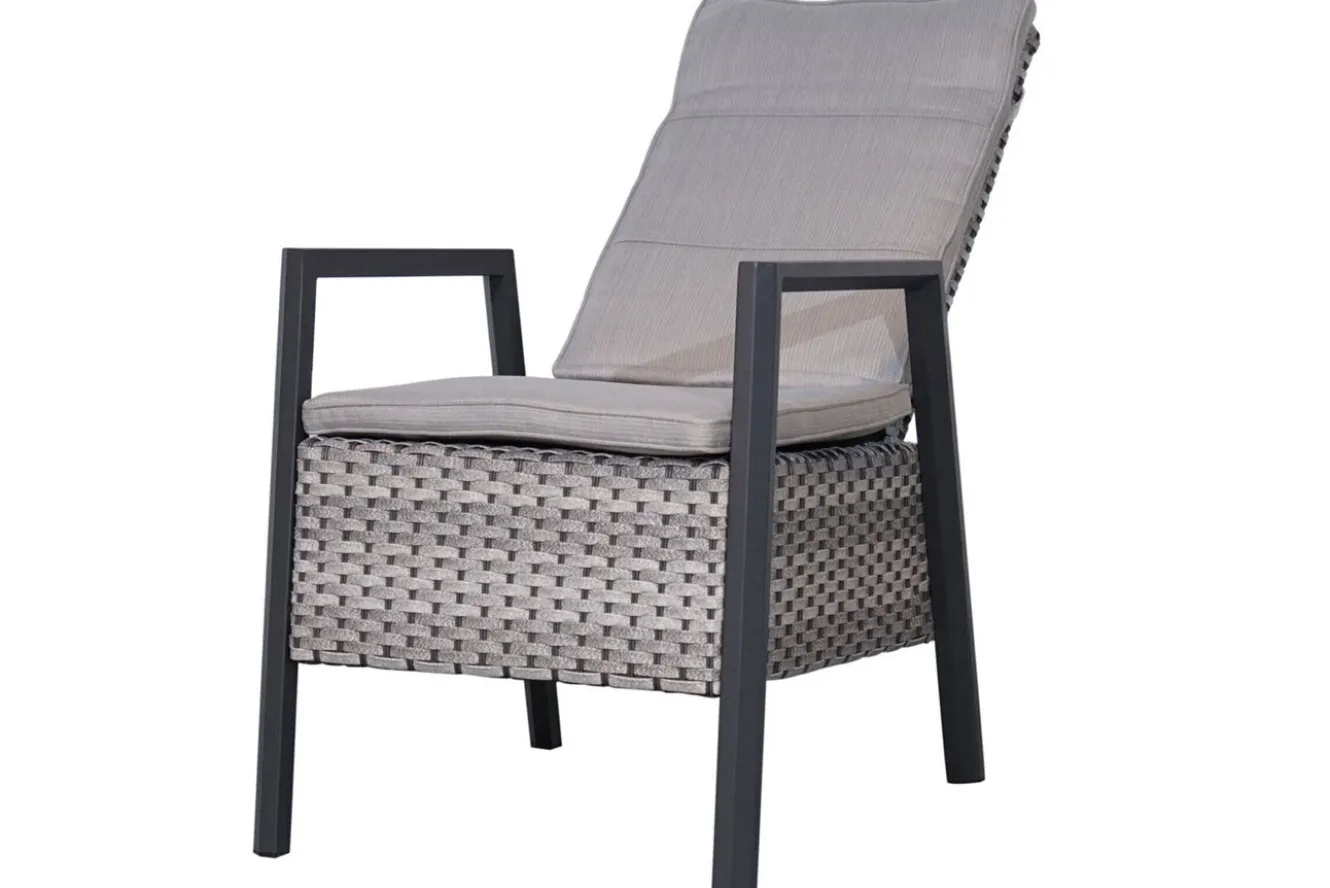 OUTFLEXX Louvra Select Garten-Essgruppe, natur/anthrazit, Polyrattan/Alu, Tisch 200/260 x 100 cm, 6 Sessel