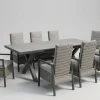 OUTFLEXX Louvra Select Garten-Essgruppe, natur/anthrazit, Polyrattan/Alu, Tisch 200/260 x 100 cm, 8 Sessel