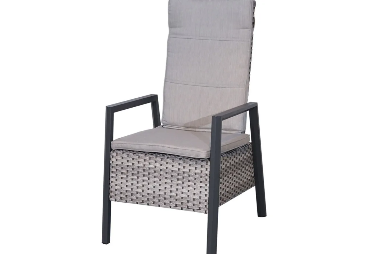 OUTFLEXX Louvra Select Garten-Essgruppe, natur/anthrazit, Polyrattan/Alu, Tisch 200/260 x 100 cm, 8 Sessel