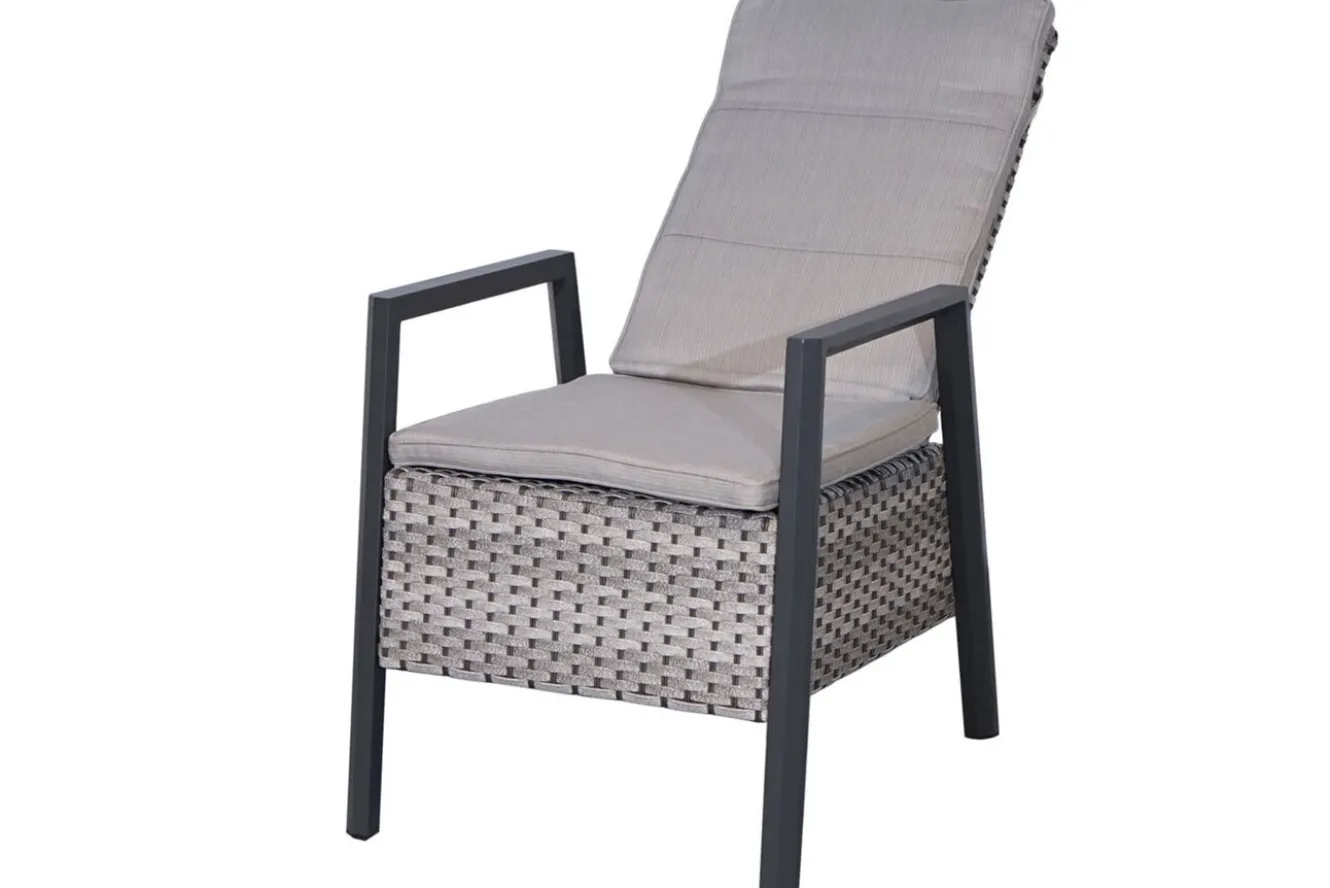 OUTFLEXX Louvra Select Garten-Essgruppe, natur/anthrazit, Polyrattan/Alu, Tisch 200/260 x 100 cm, 8 Sessel