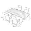 OUTFLEXX Luminara Garten-Essgruppe mit LED-Beleuchtung, anthrazit/natur, Aluminium/Polyrattan/Holzimitat, Tisch 240 x 100 cm, 4 Sessel