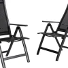 OUTFLEXX Luminara Garten-Essgruppe, anthrazit matt/natur, Alu / Holzimitat / Textilen, 240 x 100 cm, 4 Klappstühle, LED-Beleuchtung