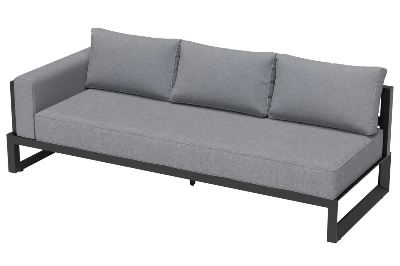 OUTFLEXX Luminara LED-Gartenlounge für 5-6 Personen, anthrazit/dunkelgrau, Alu/Polyester, pulverbeschichtet, beleuchtet