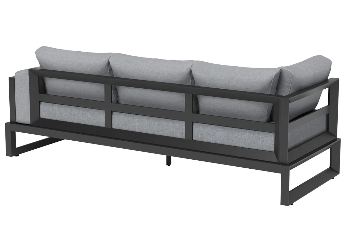 OUTFLEXX Luminara LED-Gartenlounge für 5-6 Personen, anthrazit/dunkelgrau, Alu/Polyester, pulverbeschichtet, beleuchtet