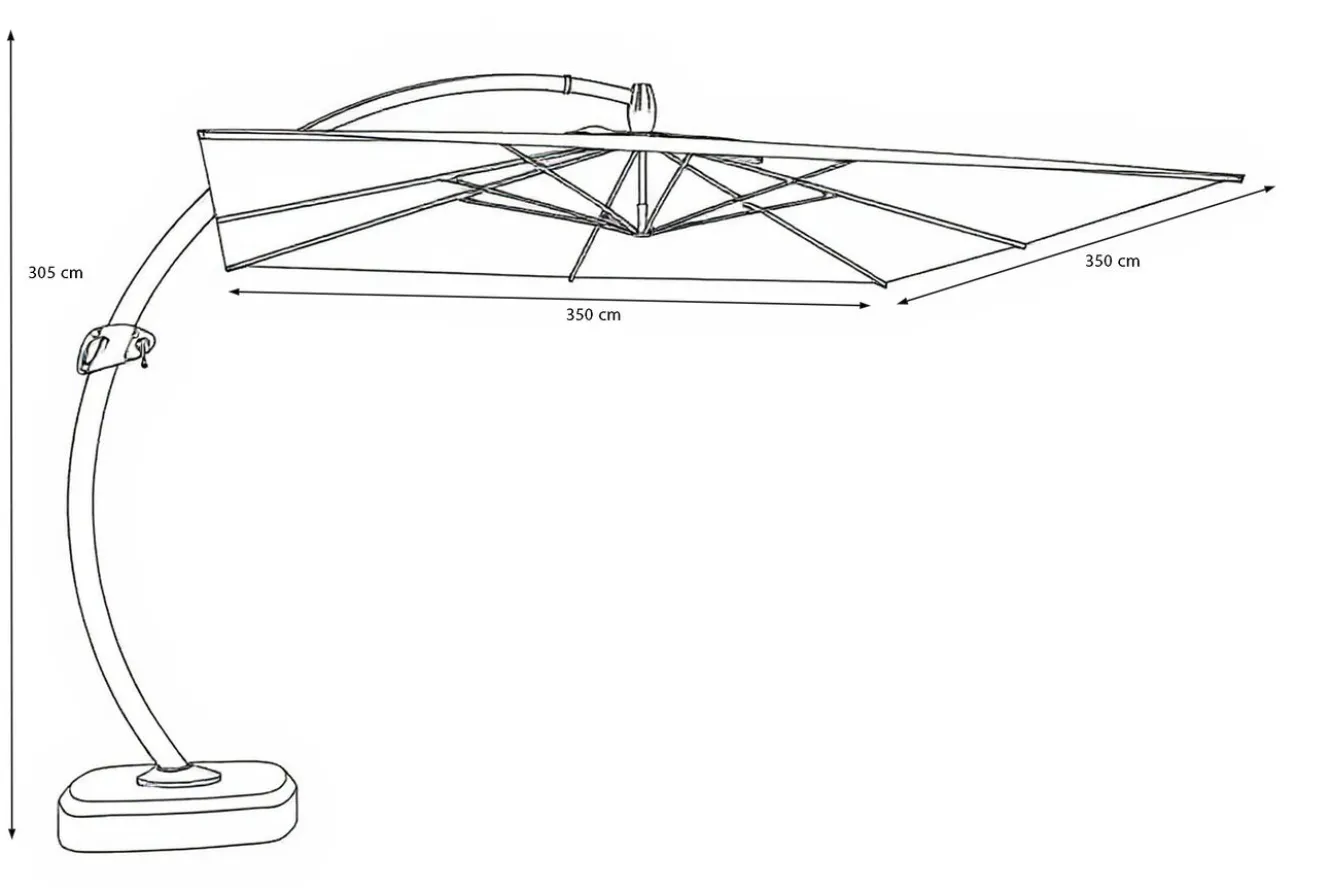 OUTFLEXX Luxus Ampelschirm, anthrazit/creme, Edelstahl/Aluminium, 350 x 350 cm, inkl. Schirmständer und Schutzhülle