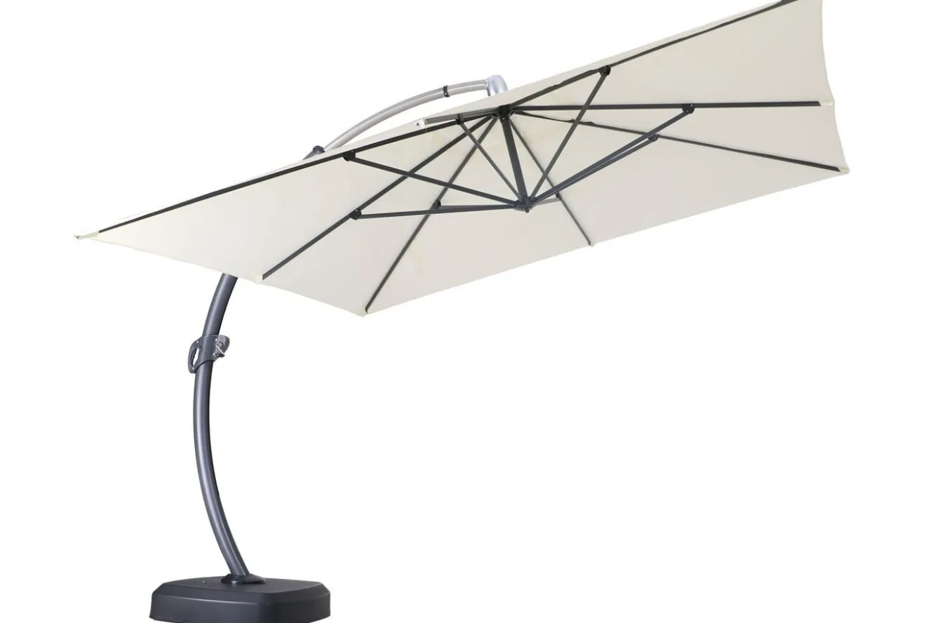 OUTFLEXX Luxus Ampelschirm, anthrazit/creme, Edelstahl/Aluminium, 350 x 350 cm, inkl. Schirmständer und Schutzhülle