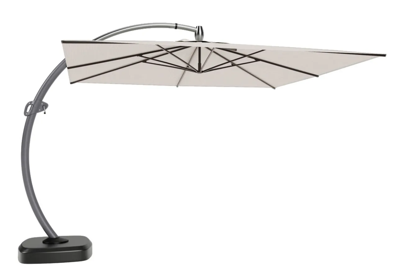 OUTFLEXX Luxus Ampelschirm, anthrazit/creme, Edelstahl/Aluminium, 350 x 350 cm, inkl. Schirmständer und Schutzhülle