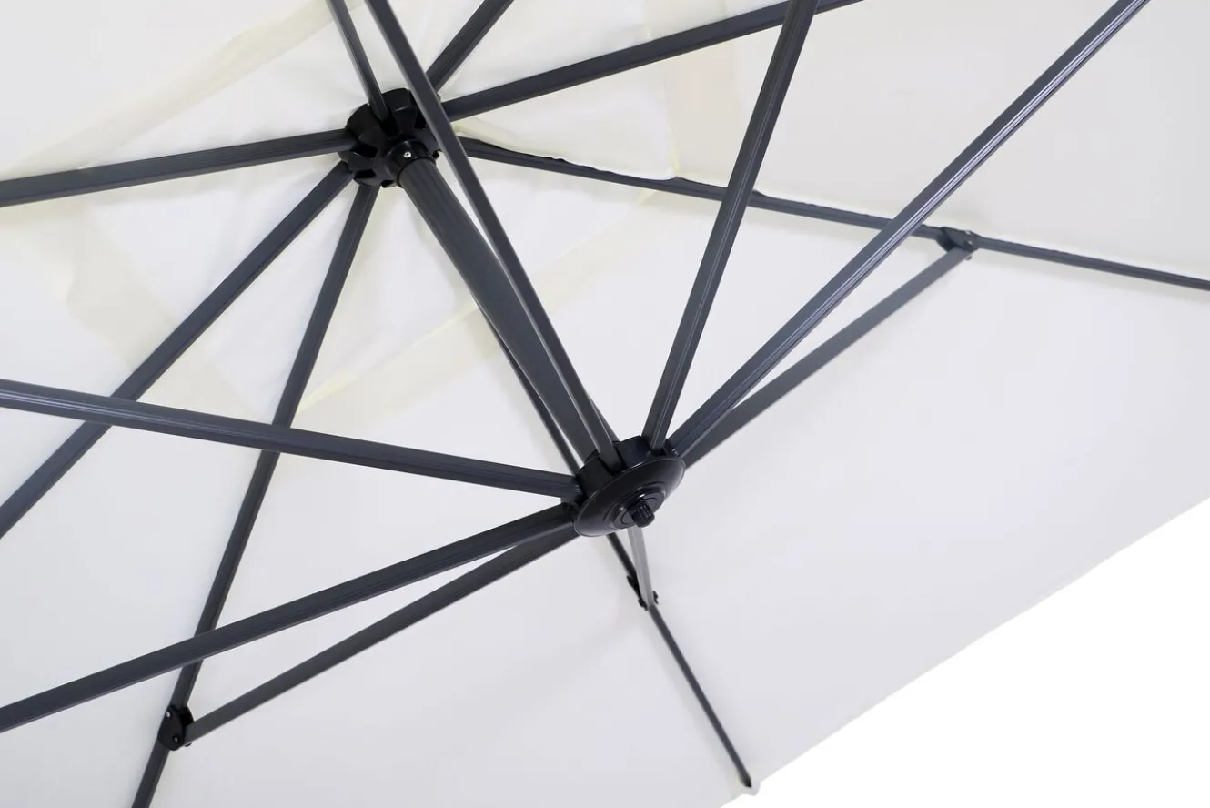 OUTFLEXX Luxus Ampelschirm, anthrazit/creme, Edelstahl/Aluminium, 350 x 350 cm, inkl. Schirmständer und Schutzhülle