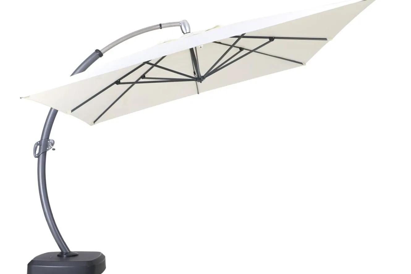 OUTFLEXX Luxus Ampelschirm, anthrazit/creme, Edelstahl/Aluminium, 350 x 350 cm, inkl. Schirmständer und Schutzhülle