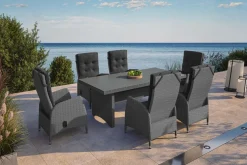 OUTFLEXX Malta Garten-Essgruppe, 6 Personen, inkl. Polster, 200x95cm, Alu/Polyrattan