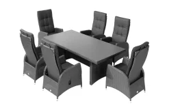 OUTFLEXX Malta Garten-Essgruppe, 6 Personen, inkl. Polster, 200x95cm, Alu/Polyrattan