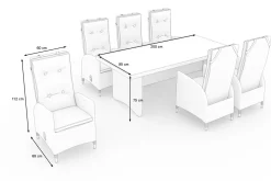 OUTFLEXX Malta Garten-Essgruppe, 6 Personen, inkl. Polster, 200x95cm, Alu/Polyrattan